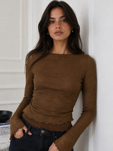 Clobug Women Full Sleeve Mesh Top