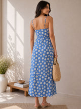 Clobug Women Floral Multi Slit Midi Dress