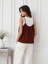 Women's Brown Round Neck Top