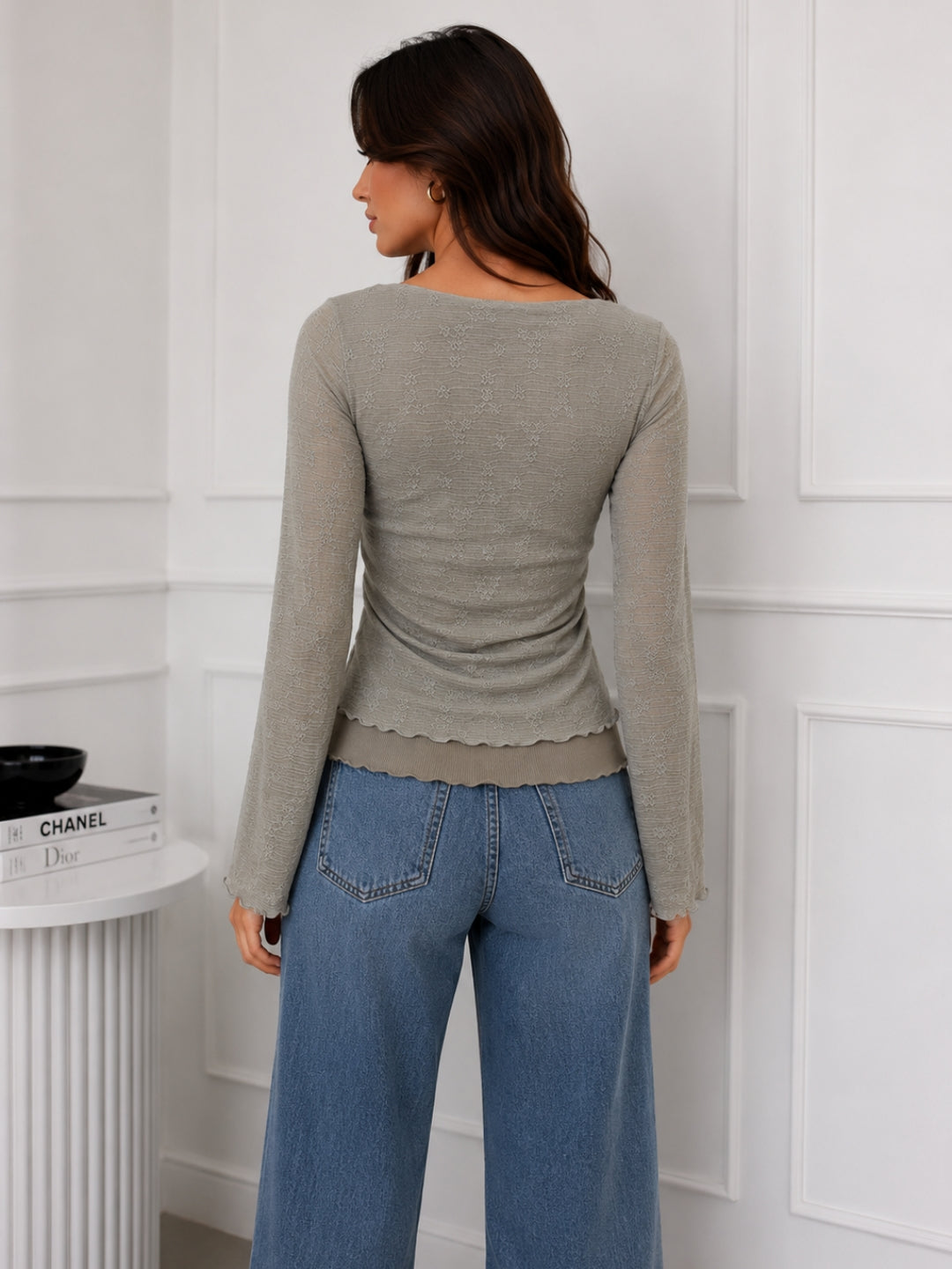 Clobug Women Full Sleeve Mesh Top