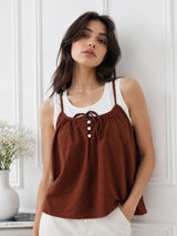 Women's Brown Round Neck Top