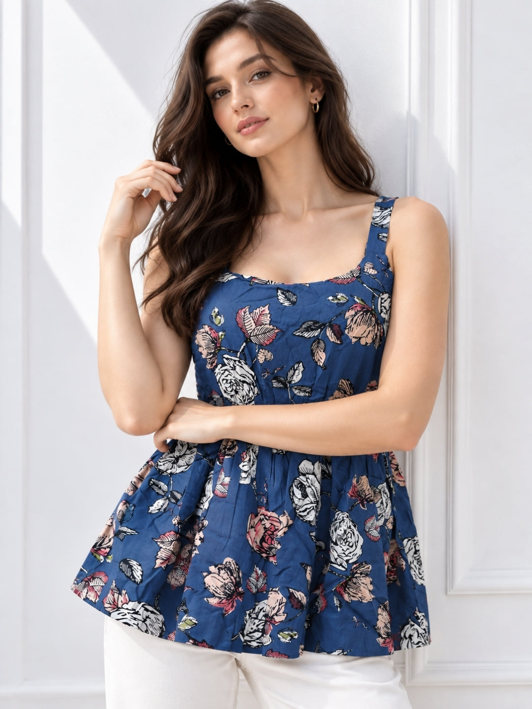 Clobug Women Printed Sleeveless Tunic Top