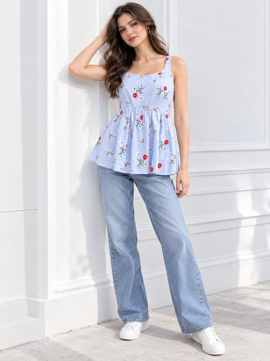 Sky-Blue Tunic Top