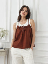 Women's Brown Round Neck Top