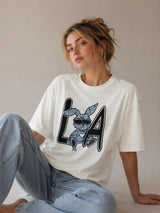 Clobug Women Oversized Graphic Print White T-Shirt