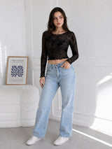 Clobug Women Round Neck Print Top