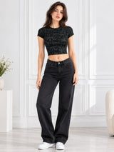 Clobug Women’s Abstract Print Crop Top