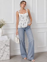 White Typographic Tunic Top