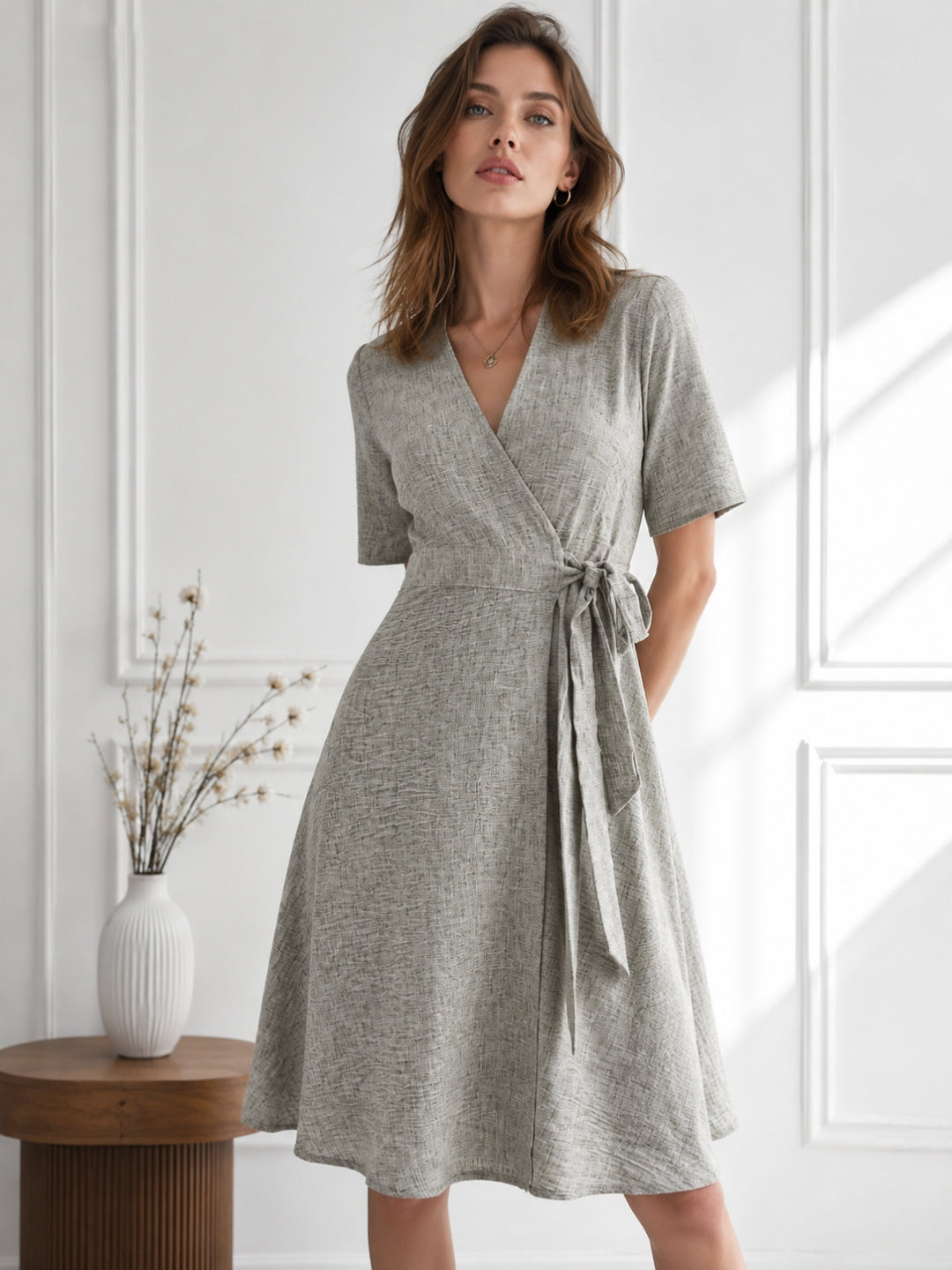 Women's V-Neck Cotton Dress