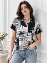 Clobug Stylish Printed V Neck Top for Women – Trendy Summer Top