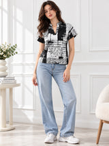 Clobug Stylish Printed V Neck Top for Women – Trendy Summer Top