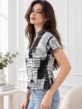 Clobug Stylish Printed V Neck Top for Women – Trendy Summer Top