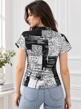 Clobug Stylish Printed V Neck Top for Women – Trendy Summer Top