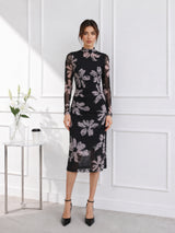 Clobug Women Printed Black Midi Dress