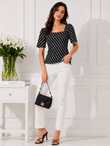 Women's Square Neck Striped Top