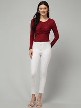 Clobug Stylish Solid Round Neck Top for Women – Trendy Summer Top