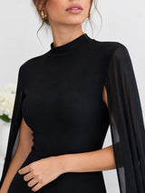 Clobug Women Black Mesh Mini Dress