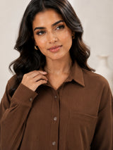 Clobug Textured Shirt With Full Sleeve & Point Collar