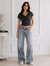 Women Cowl Neck Printed Crop Top