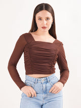 Brown Pleated Top