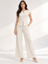 Clobug Women White Top And Pant Coord Set