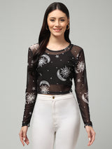 Clobug Stylish Printed Sheer Top for Women – Trendy Summer Top