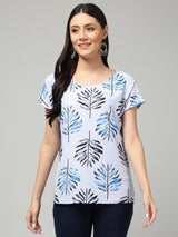 Clobug Stylish Printed Round Neck Top for Women – Trendy Summer Top