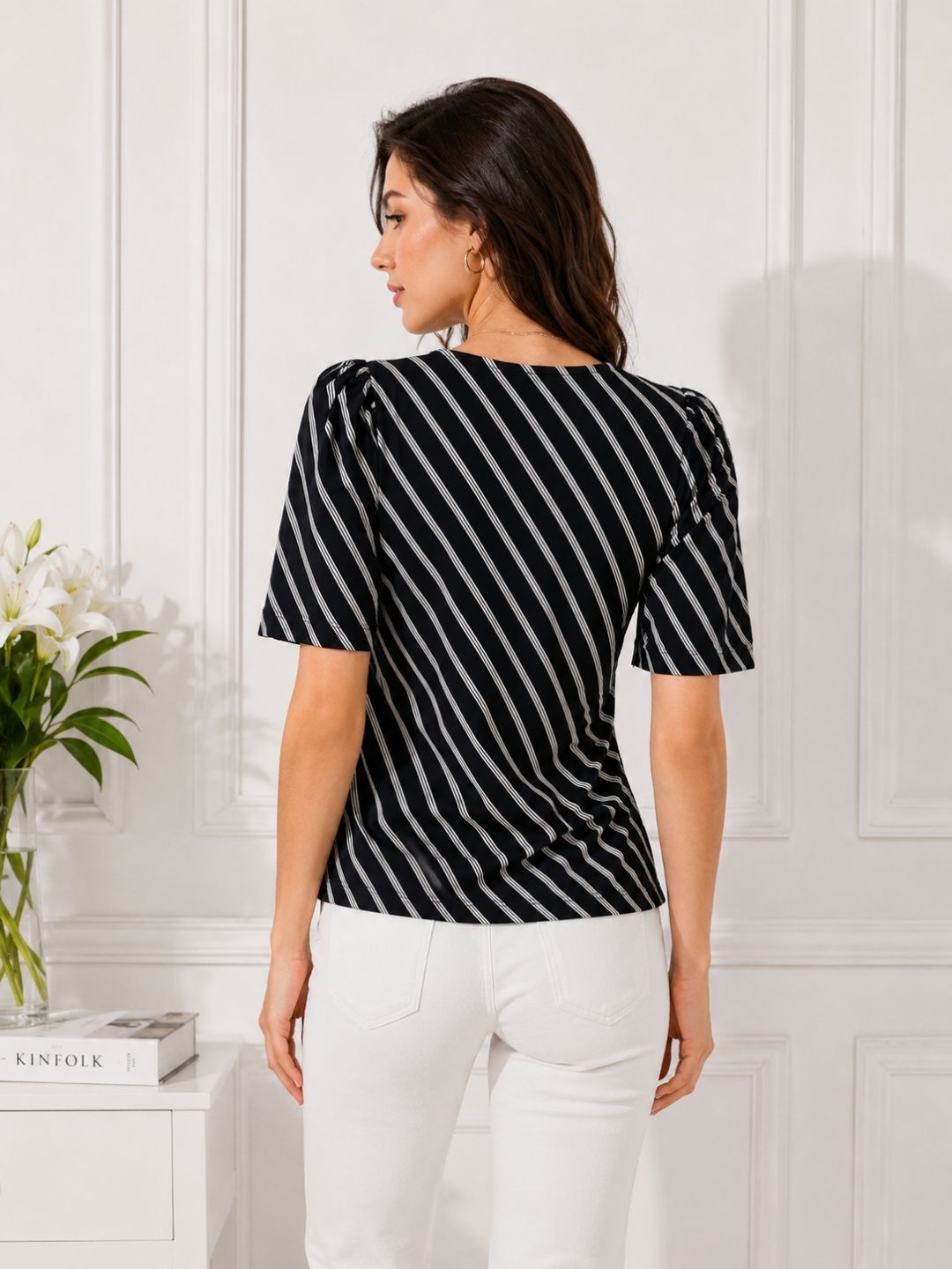 Women's Square Neck Striped Top