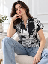 Clobug Stylish Printed V Neck Top for Women – Trendy Summer Top