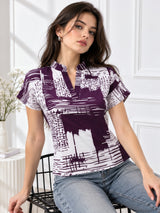 Clobug Stylish Printed V Neck Top for Women – Trendy Summer Top