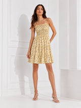 Clobug Women Shoulder Strap Neck Printed Sleeveless Dress
