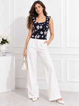 Printed White Sleeveless Top