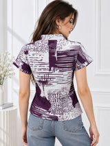 Clobug Stylish Printed V Neck Top for Women – Trendy Summer Top