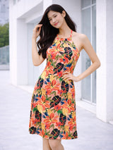 Clobug Women Printed Halter Neck Dress