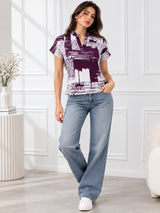 Clobug Stylish Printed V Neck Top for Women – Trendy Summer Top