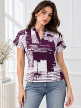 Clobug Stylish Printed V Neck Top for Women – Trendy Summer Top