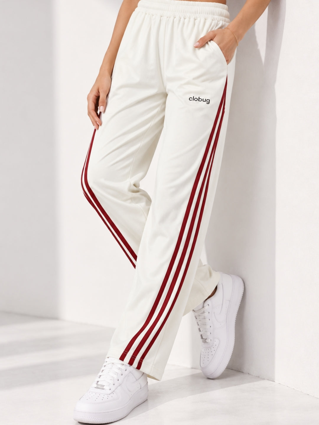 Women's Cotton Blend Striped Trackpant