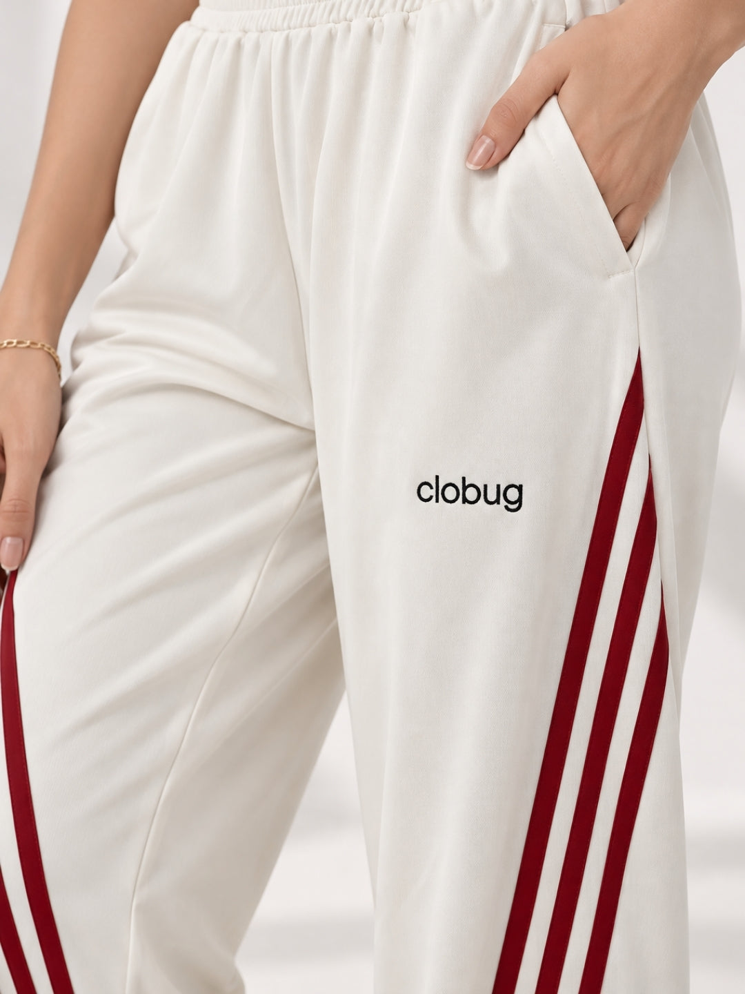 Women's Cotton Blend Striped Trackpant