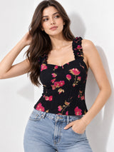 Printed White Sleeveless Top