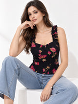 Printed White Sleeveless Top