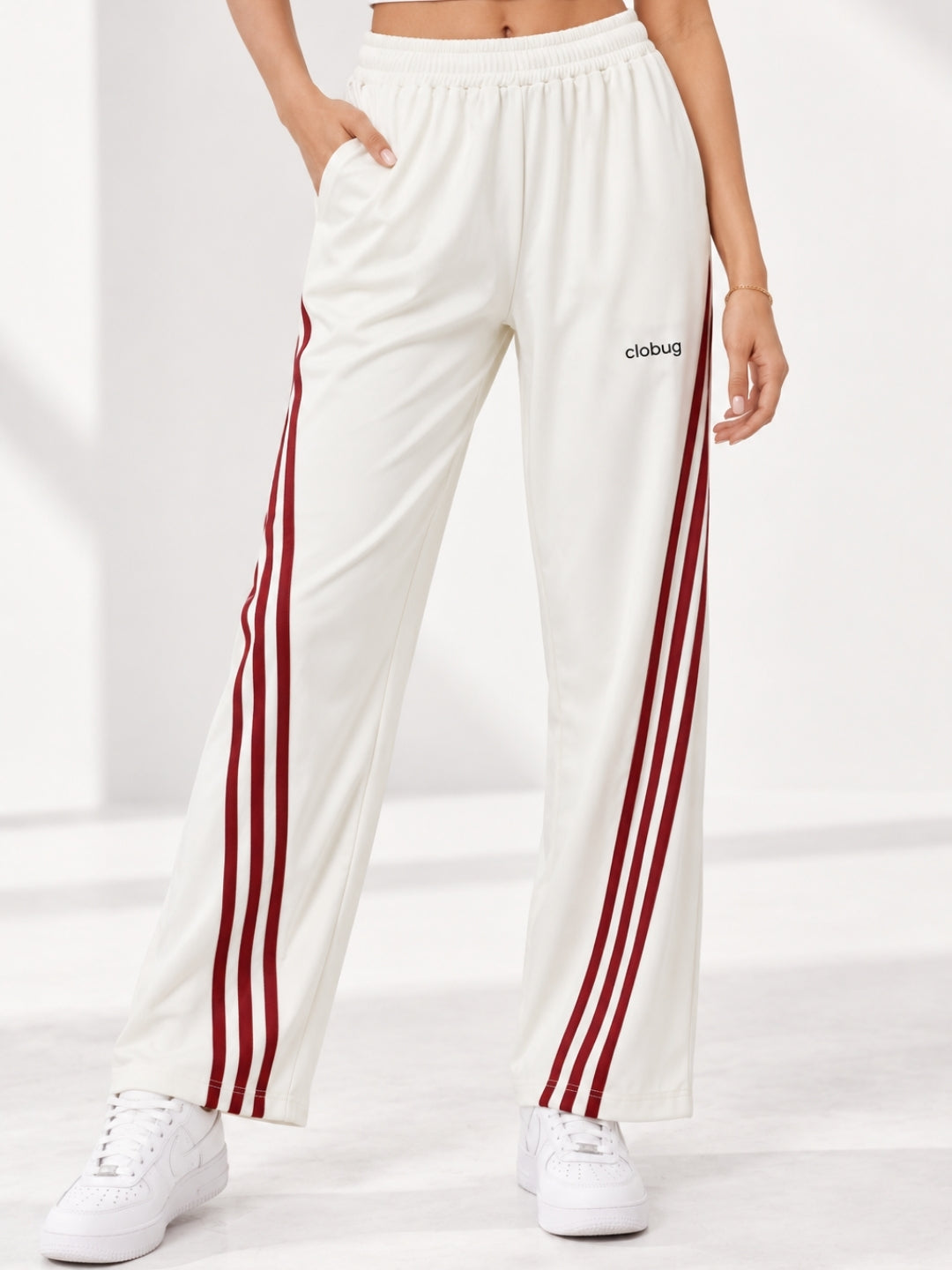 Women's Cotton Blend Striped Trackpant