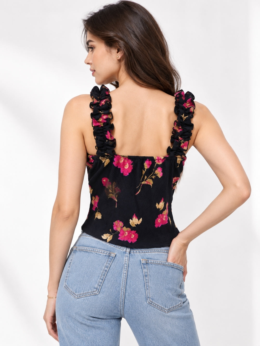 Printed White Sleeveless Top