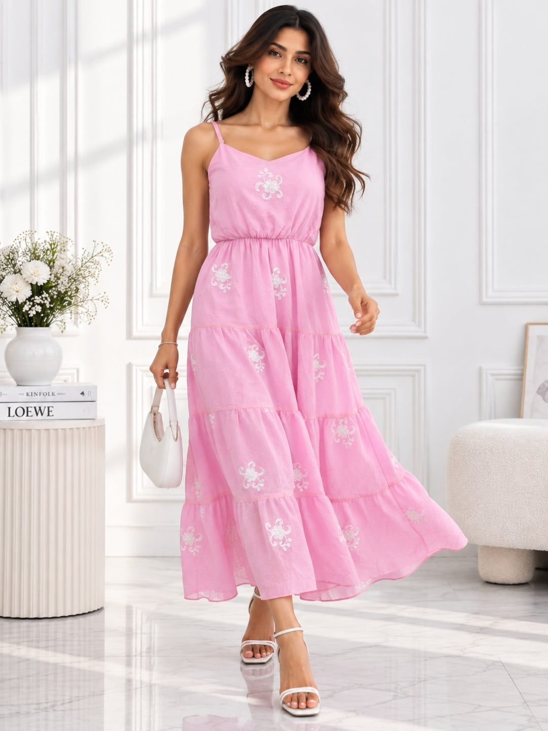 Clobug Floral Summer Flowy Maxi Dress