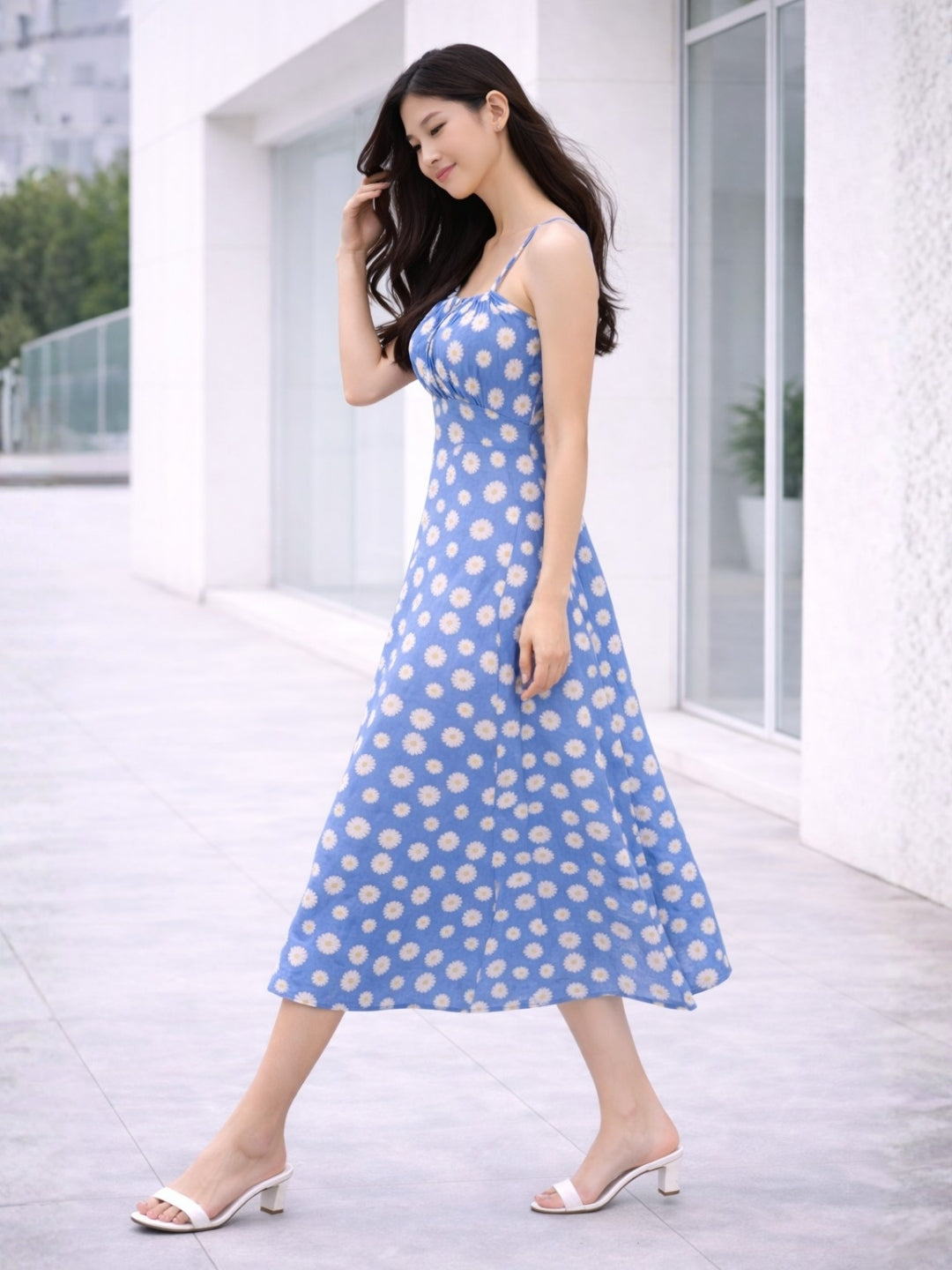 Clobug Women Printed Square Neck Dress