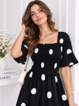 Black Polka Dot Midi Dress
