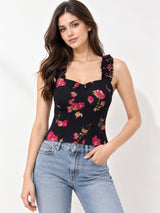 Printed White Sleeveless Top