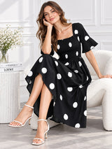 Black Polka Dot Midi Dress