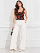 Printed White Sleeveless Top