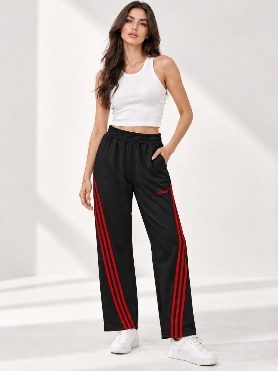 Women's Cotton Blend Striped Trackpant