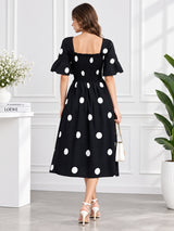 Black Polka Dot Midi Dress